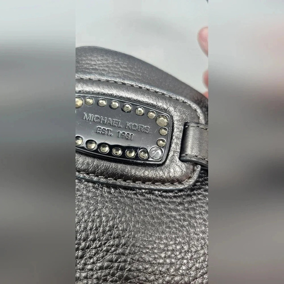 MICHAEL KORS HAMILTON JEWELL NICKEL LEATHER GUNMETAL LARGE TOTE BAG - Picture 8 of 15